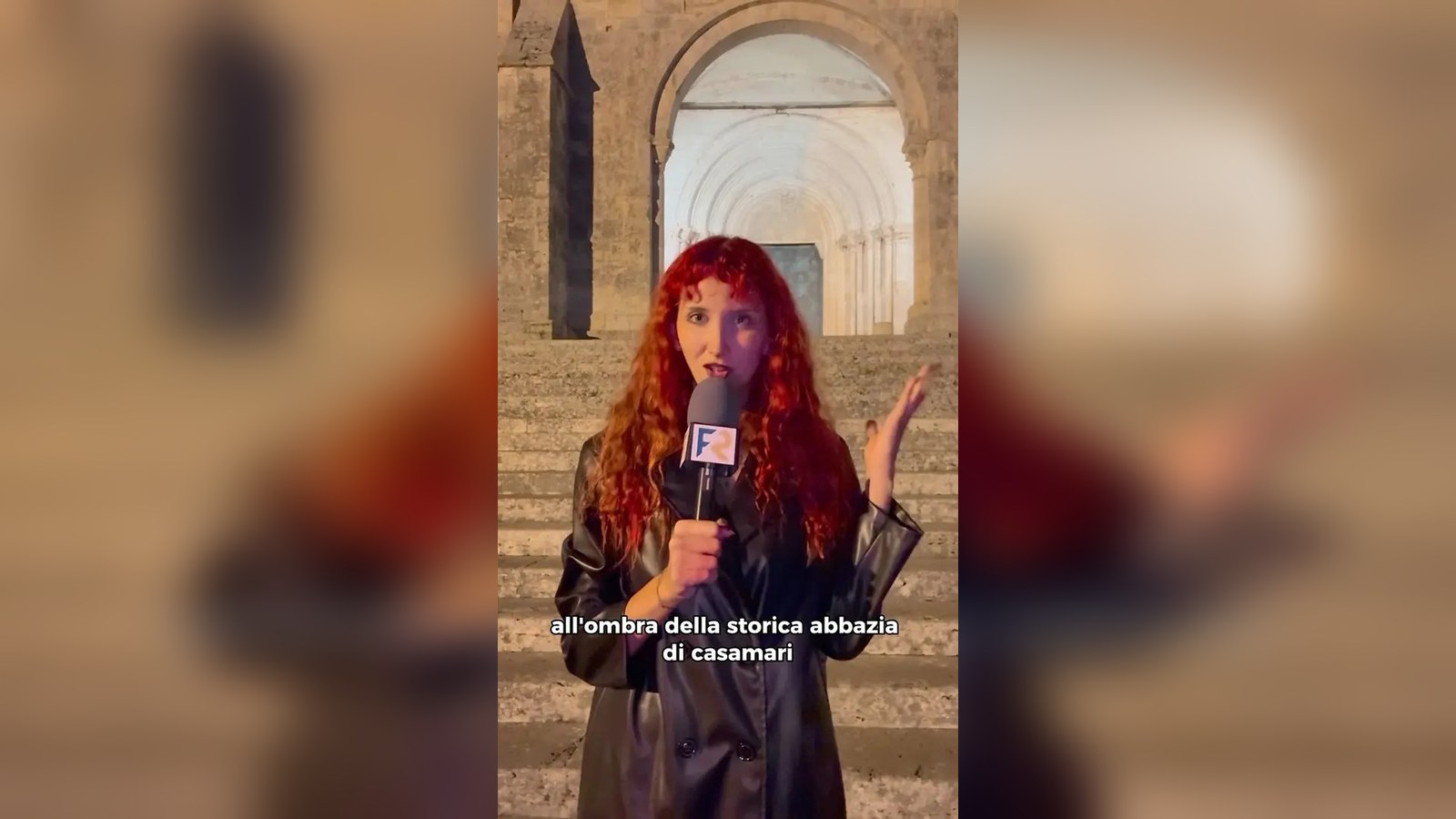 La redazione di Frosinone City davanti all'abbazia di Casamari durante la festa della Madonna del Rosario