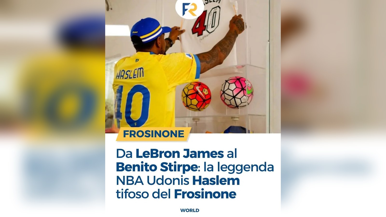 Udonis Haslem con la maglia giallazzurra del Frosinone personalizzata con il suo nome
